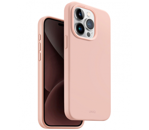 Чехол Uniq для iPhone 15 Pro LINO Розовый (Magsafe) - фото 1