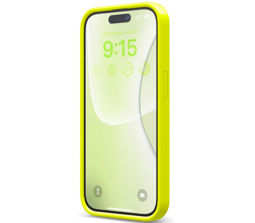 Чехол Elago для iPhone 15 Pro Soft silicone (Liquid) Неоново-желтый - фото 2