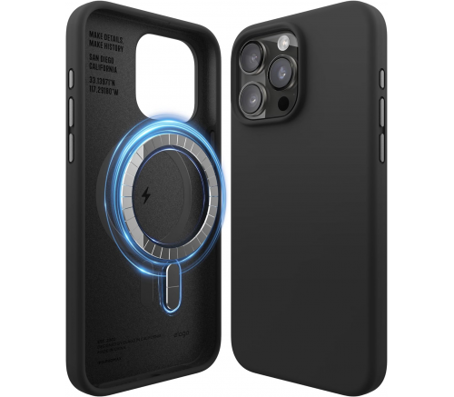 Чехол Elago для iPhone 15 Pro Max Soft silicone (Liquid) Черный (MagSafe) - фото 2