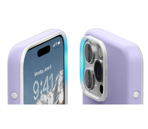 Чехол Elago для iPhone 15 Pro GLIDE (tpu+pc) Прозрачный/фиолетовый (MagSafe) - фото 4