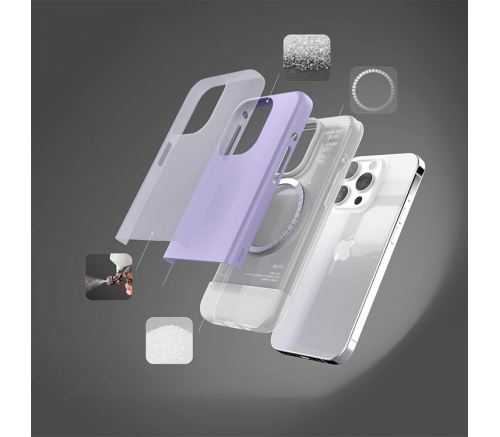 Чехол Elago для iPhone 15 Pro GLIDE (tpu+pc) Прозрачный/фиолетовый (MagSafe) - фото 5