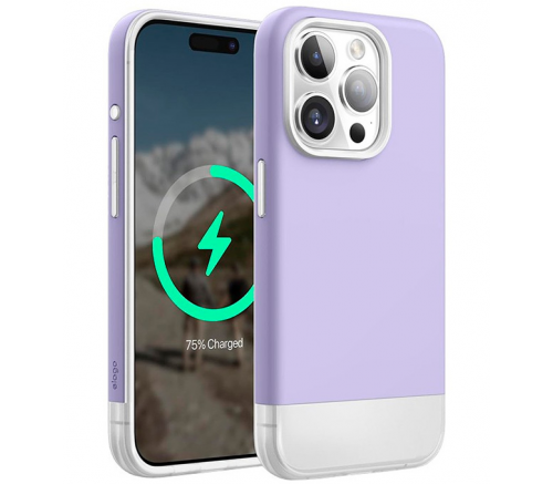 Чехол Elago для iPhone 15 Pro Max GLIDE (tpu+pc) Прозрачный/фиолетовый (MagSafe) - фото 2