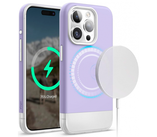 Чехол Elago для iPhone 15 Pro Max GLIDE (tpu+pc) Прозрачный/фиолетовый (MagSafe) - фото 1