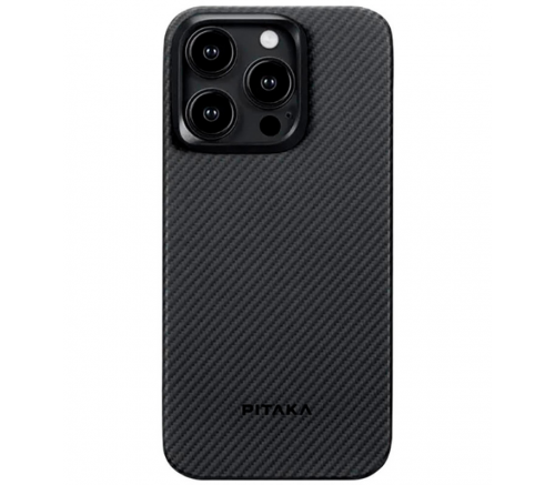 Чехол Pitaka MagEZ Case 4 для iPhone 15 Pro (6.1"), черно-серый, кевлар (арамид) - фото 1