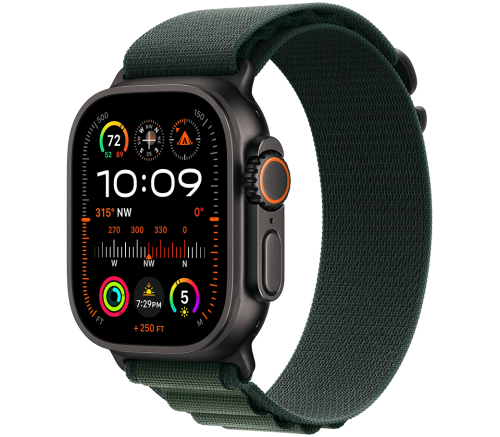 Apple Watch Ultra 2 2024, 49 мм, корпус «чёрный титановый», ремешок Alpine тёмно-зелёный фото 1