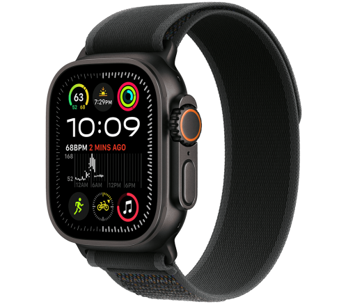 Apple Watch Ultra 2 2024, 49 мм, корпус «чёрный титановый», ремешок Trail чёрный фото 1