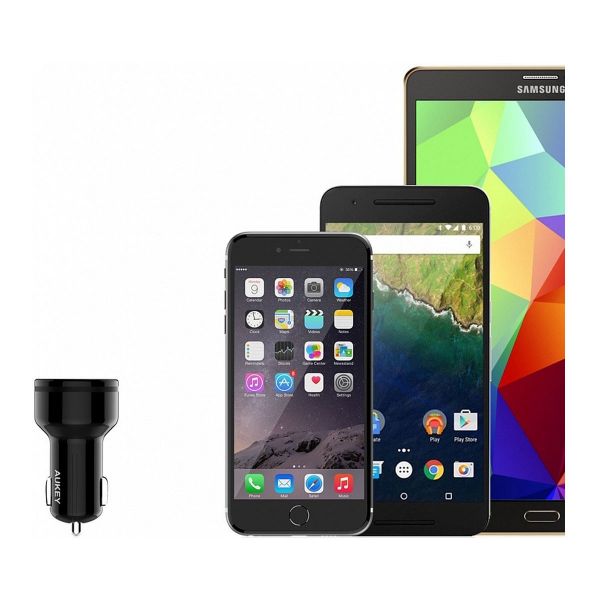 фото товара АЗУ AUKEY с 2 умными портами: 24 Ватт USB-C POWER DELIVERY и USB 12 Ватт/ 2.4А, черный, СС-Y7