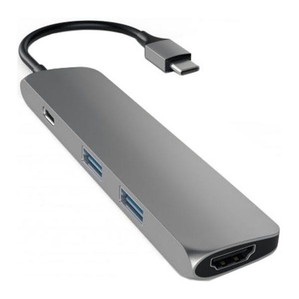 Мультипереходник Satechi Slim Aluminum Type-C Multi-Port Adapter 4K HDMI, серый-фото