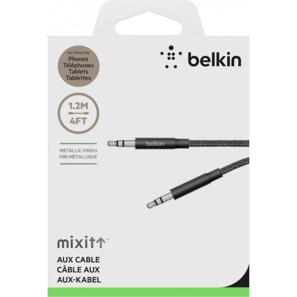 Аудиокабель Belkin Mixit Metallic, с 3.5 мм (AUX) на 3.5 мм, 1.2 метра, черный - фото 2