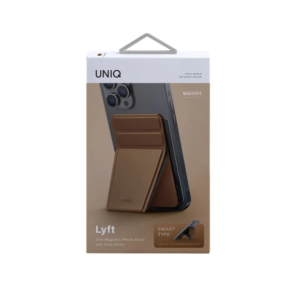 Магн. бумажник UNIQ с функцией стенда LYFT Magnetic Коричневый - фото 5