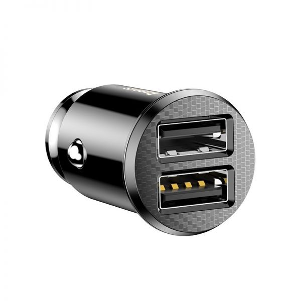Автомобильное зарядное устройство Baseus АЗУ Grain car charger 2USB 3.1A черный - фото 3