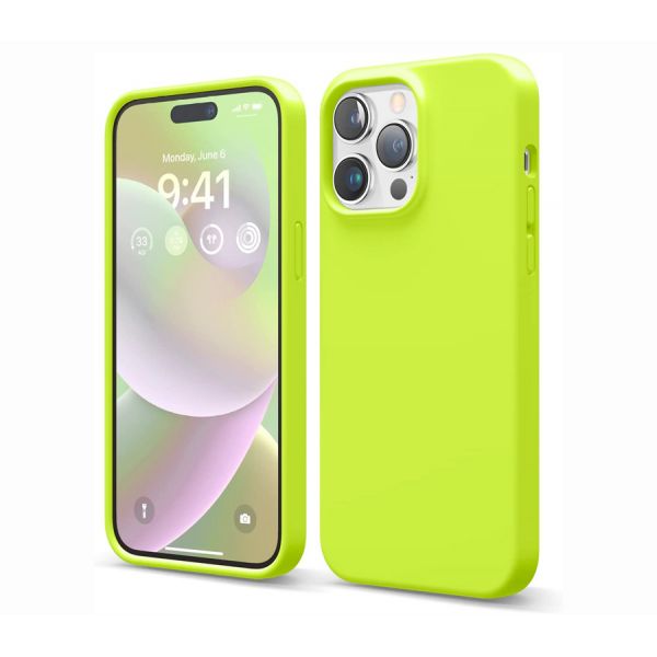Elago для iPhone 14 Pro Max чехол Soft silicone (Liquid) Неоновый желтый - фото 1