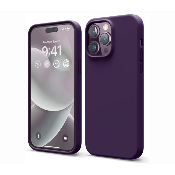 Elago для iPhone 14 Pro Max чехол Soft silicone (Liquid) Темно фиолетовый - фото 1