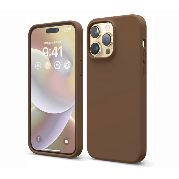Elago для iPhone 14 Pro Max чехол Soft silicone (Liquid) коричневый - фото 1