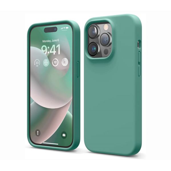 Elago для iPhone 14 Pro чехол Soft silicone (Liquid) Полуночный зеленый - фото 1