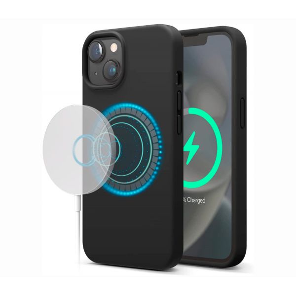 Elago для iPhone 14 чехол MagSafe Soft silicone case черный - фото 1