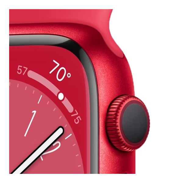 Apple Watch Series 8, 45 мм, алюминиевый корпус (PRODUCT)RED, спортивный ремешок красный (M/L) - фото 4
