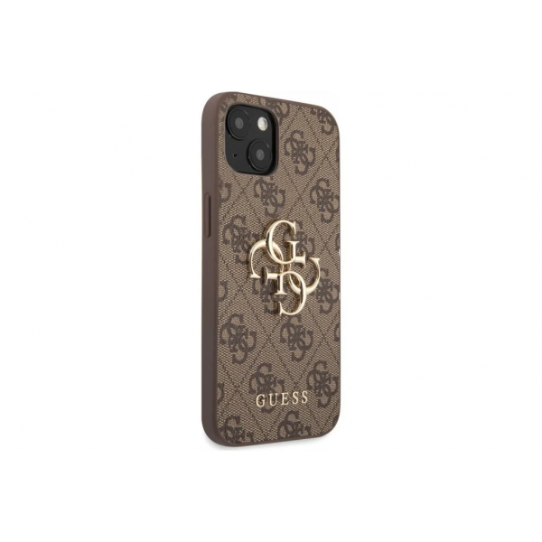 Чехол Guess для iPhone 13 PU 4G Big metal logo Жесткий коричневый - фото 2