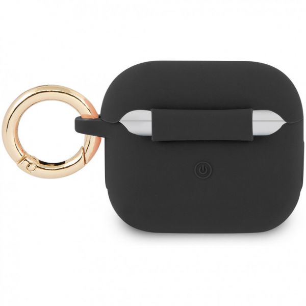 Чехол Guess для Airpods 3 Silicone with ring Script logo черный - фото 2