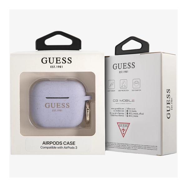 Чехол Guess для Airpods 3 Silicone with ring Блеск/фиолетовый - фото 3