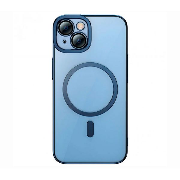 Чехол Baseus для iPhone 14 Glitter Magnetic PC case +Tempered glass, синий - фото 1