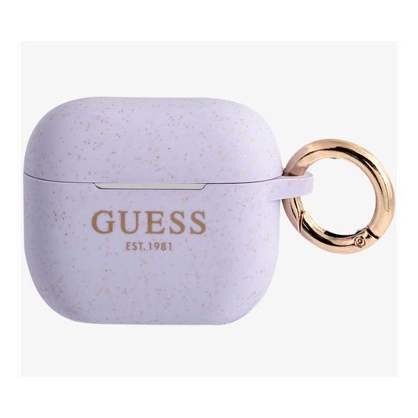 Чехол Guess для Airpods 3 Silicone with ring Блеск/фиолетовый - фото 1