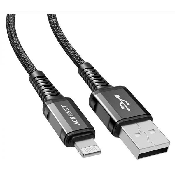 Кабель ACEFAST C1-02 Lightning MFI нейлон 1.2m (черный) - фото 1