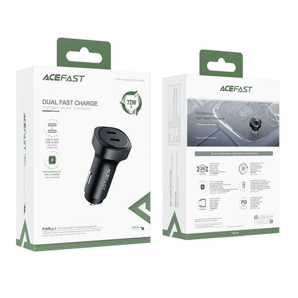 АЗУ Acefast B2, 2USB, 3А, PD+QC4.0, 72Вт (черный) - фото 5