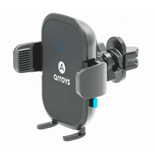 Автодержатель Arroys Vent-W2 Auto, 15 Вт, в решётку, беспроводная зарядка, чёрный - фото 1