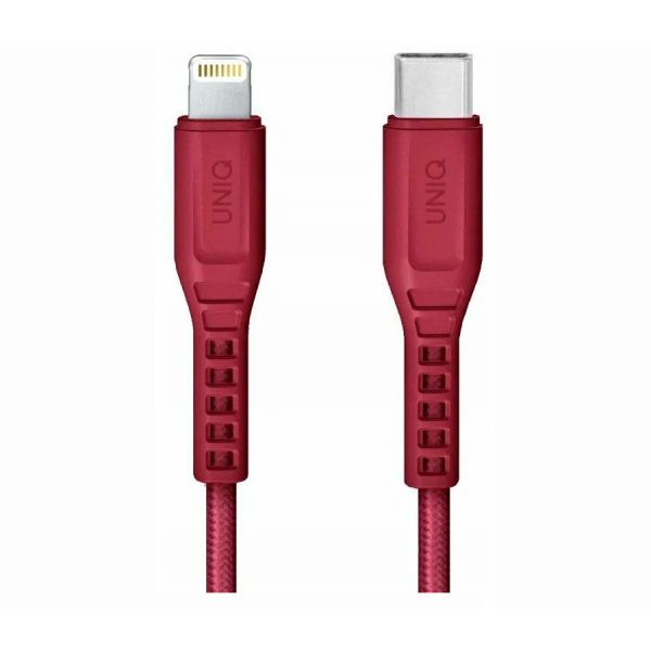 Кабель Uniq Flex strain relief USB-C - Lightning MFI красный 1.2m - фото 1