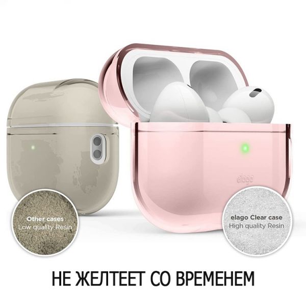 Чехол силиконовый Elago Clear case для AirPods Pro 2, прекрасный розовый - фото 2