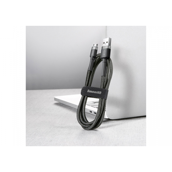 Кабель Baseus cafule Micro 2.4A, с USB-A на Micro USB, 1 метр, черный + серый - фото 7