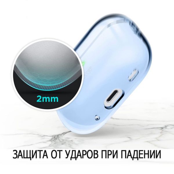 Чехол силиконовый Elago Clear case для AirPods Pro 2, аква голубой - фото 3