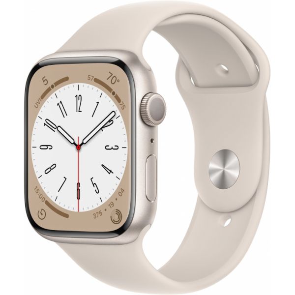 Apple Watch Series 8, 45 мм, алюминиевый корпус «сияющая звезда», спортивный ремешок «сияющая звезда» (M/L) - фото 1