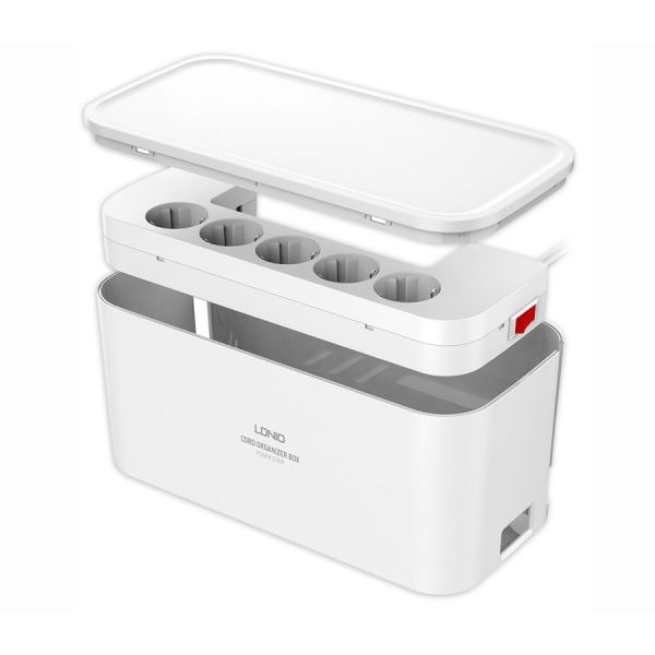 Сетевой фильтр LDNIO SE5334/SN5309, в ящике, 3 USB QC / 5 розеток, 2 м, 2.5 кВт, 3.1 А, белый - фото 1