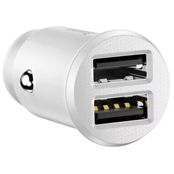 Автомобильное зарядное устройство Baseus Grain car charger, 2USB, 3.1A, белый - фото 1