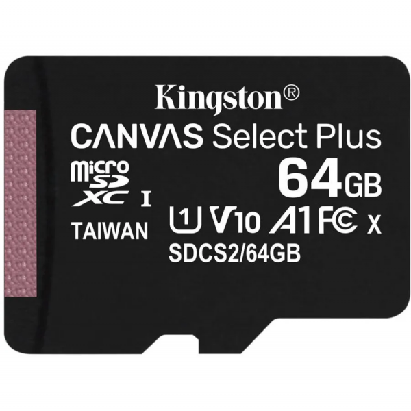 Карта памяти microSDXC Kingston Canvas Select Plus 64 ГБ, 100MB/s, C10, UHS-I, U1, A1, FullHD - фото 1