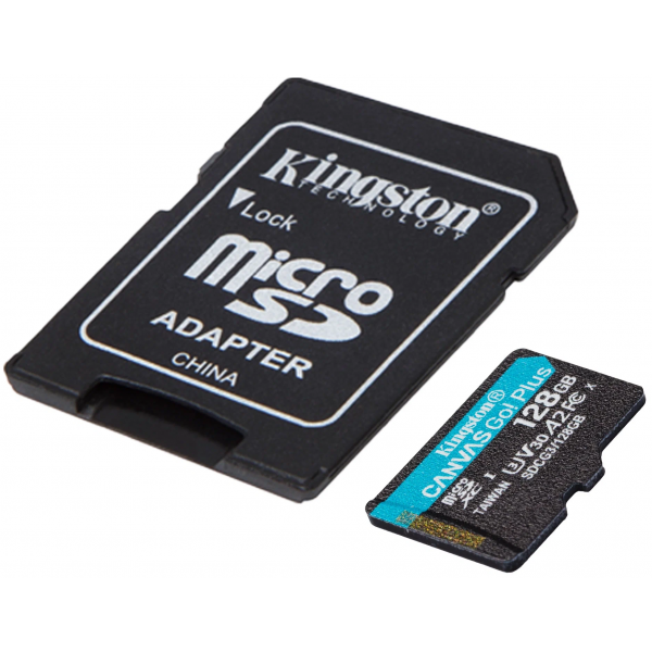 Карта памяти microSDXC Kingston Canvas GO! Plus 128 ГБ, 170MB/s, C10, UHS-I, U3, V30, A2, 4K UHD - фото 2Карта памяти microSDXC Kingston Canvas GO! Plus 128 ГБ, 170MB/s, C10, UHS-I, U3, V30, A2, 4K UHD