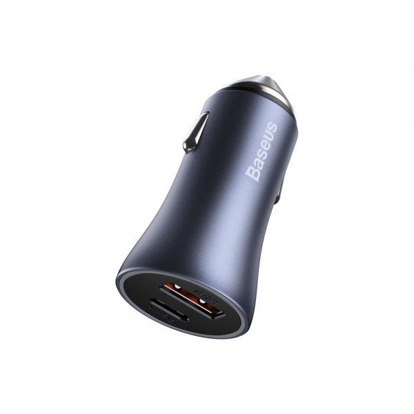 Автомобильное зарядное устройство Baseus Golden Contactor Pro Dual Quick Charger Car, USB-A, USB-C, 40W, серый - фото 3
