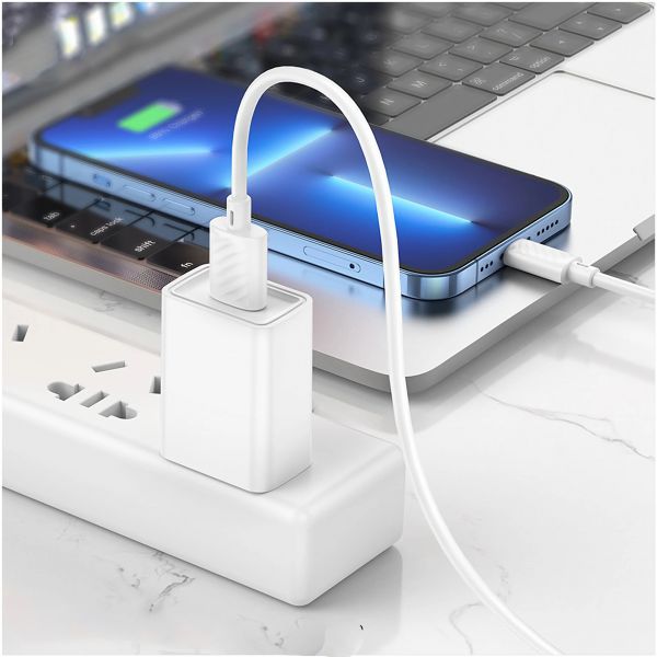 Кабель Hoco X88 с USB-A на Lightning, 1 метр, белый - фото 3Кабель Hoco X88 с USB-A на Lightning, 1 метр, белый