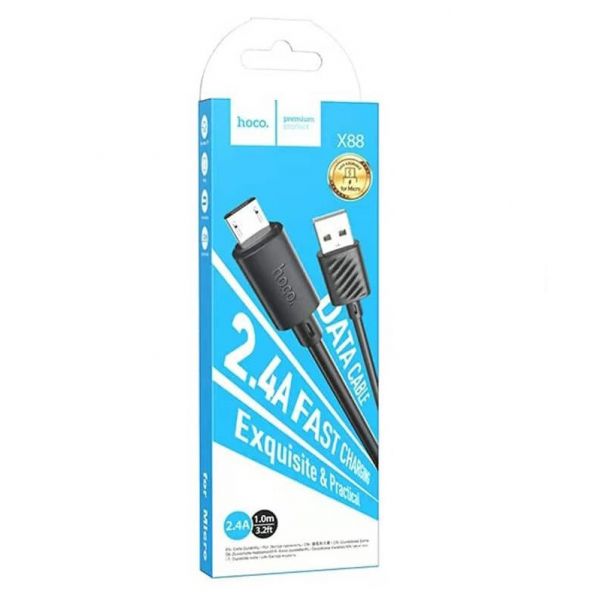 Кабель Hoco X88 с USB-A на MicroUSB, 1 метр, чёрный - фото 4