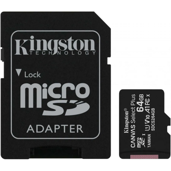 Карта памяти microSDXC Kingston Canvas Select Plus 64 ГБ, 100MB/s, C10, UHS-I, U1, A1, FullHD - фото 2