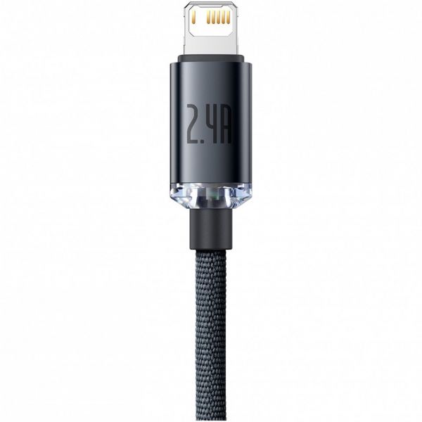 Кабель Baseus Crystal Shine Series Fast Charging Data Cable USB to iP 2.4A 2m Black - фото 5