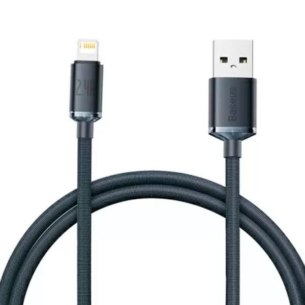 Кабель Baseus Crystal Shine Series Fast Charging Data Cable USB to iP 2.4A 2m Black - фото 2