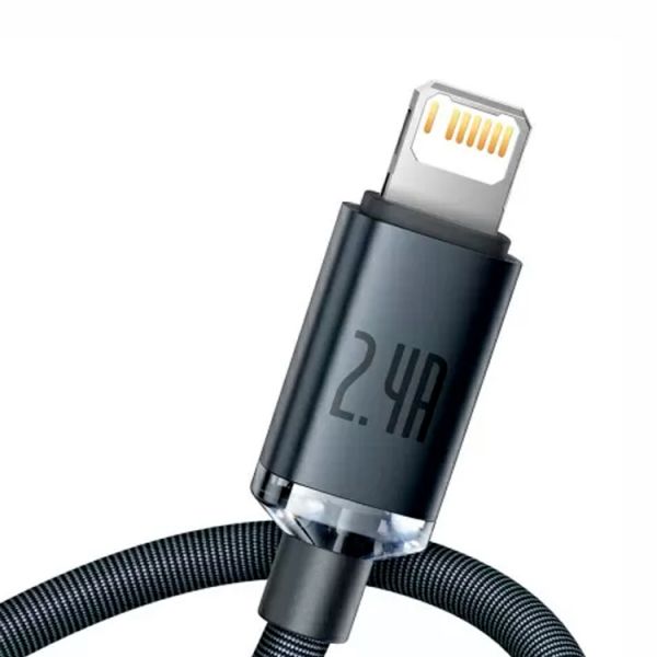 Кабель Baseus Crystal Shine Series Fast Charging Data Cable USB to iP 2.4A 2m Black - фото 4