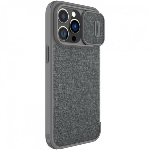 Чехол Nillkin для iPhone 14 Pro Max QIN Pro (Cloth) Книжный шрифт Серый - фото 3