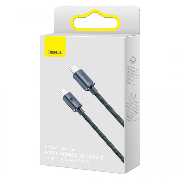 Кабель Baseus Crystal Shine Series Fast Charging Data Cable Type-C to Type-C 100W 2m Black - фото 5