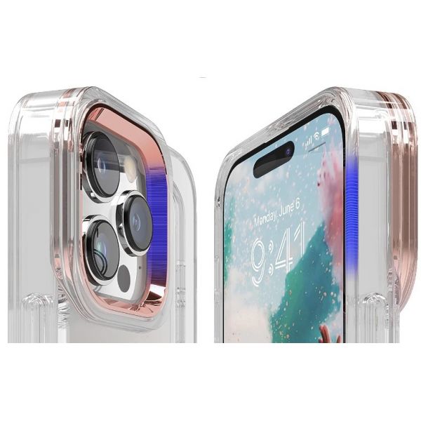 Elago для iPhone 14 Pro Max чехол GLIDE (tpu+pc) Прозрачное/розовое золото - фото 2