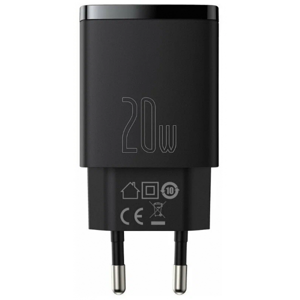 Сетевое зарядное устройство Baseus СЗУ Compact Quick Charger U+C 20W EU черный - фото 3