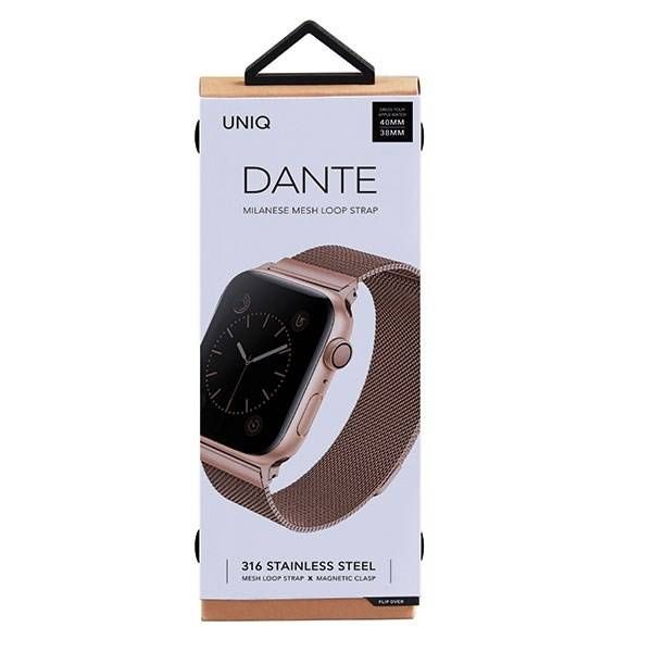 Ремешок Uniq для Apple Watch 41/40/38 mm Dante Strap Сетка стальная Розовое золото - фото 3